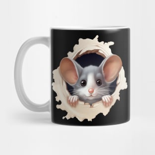 Cute Mouse Peeking Out of Hole Mug